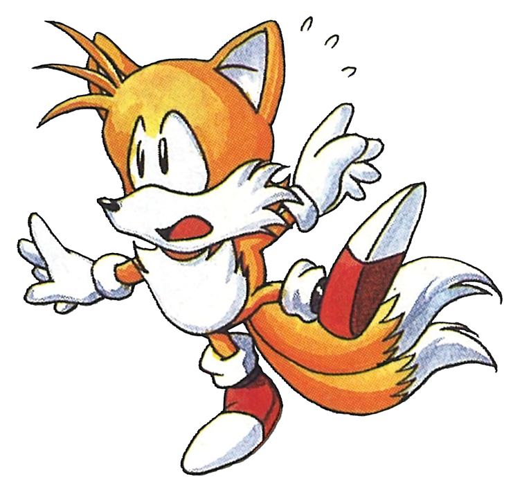 a drawing of classic tails screaming